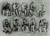 Seated Figures - Ten Studies of Mother and Child, 1940